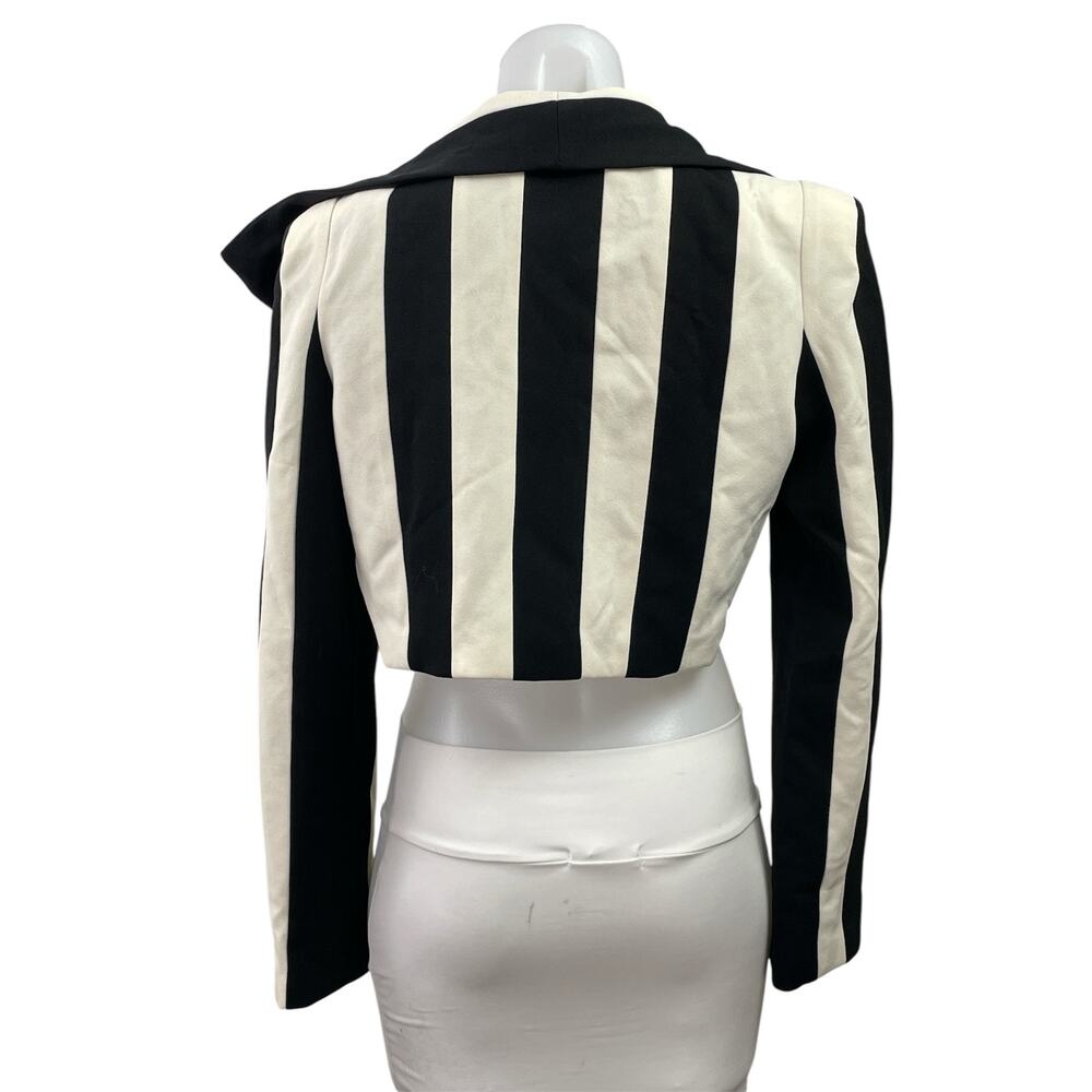 NEW Fashion Nova Playing Mind Game Black Striped Cropped Open Blazer Size S - Picture 3 of 4